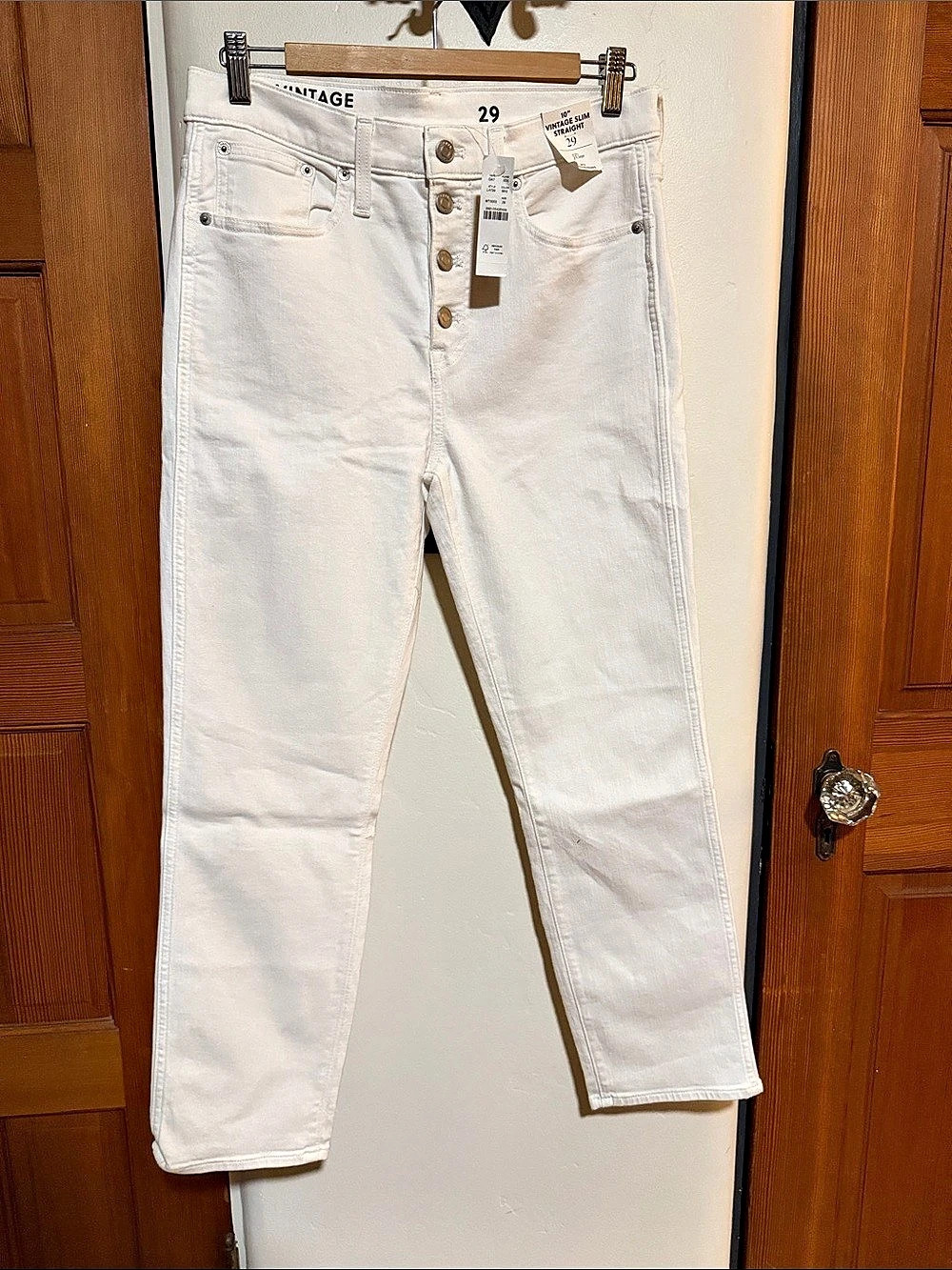 J.Crew 10" Vintage Slim Straight Jean White Waist 29 NWT